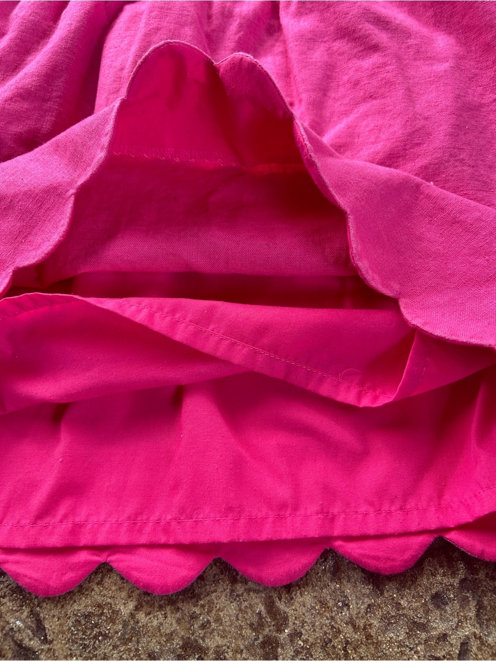 J-Crew Women’s 4 Scallop Skirt Hot Pink Linen Cotton Blend‎ - Picture 4 of 6